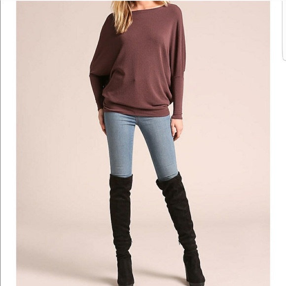 Mauve Textured Knit Dolman Blouse - Picture 2 of 5